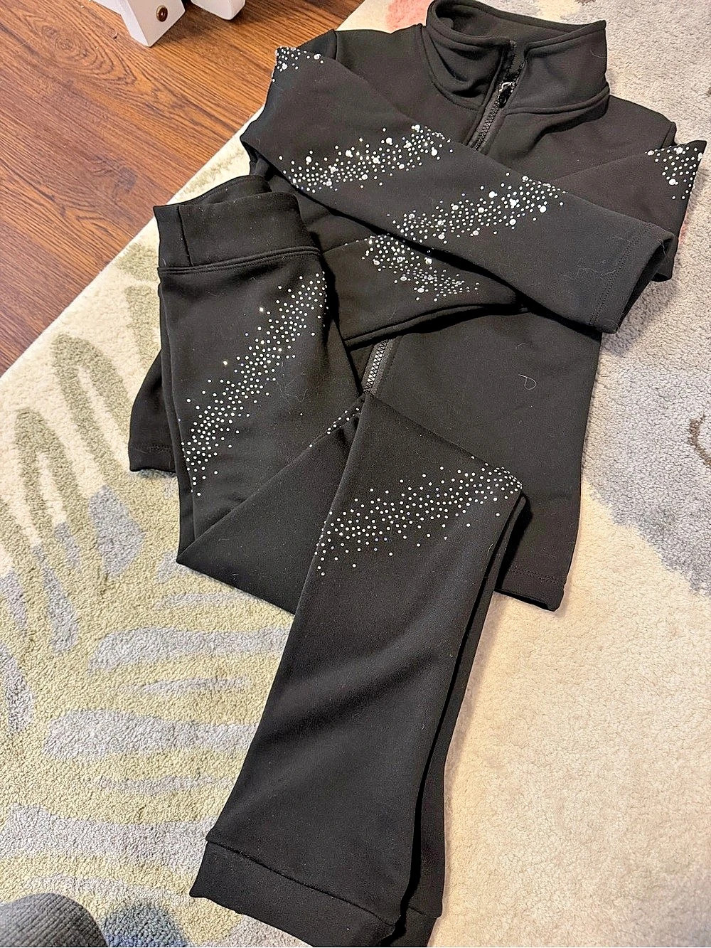 Figure skating/Black Embellished jacket &Pants Like New